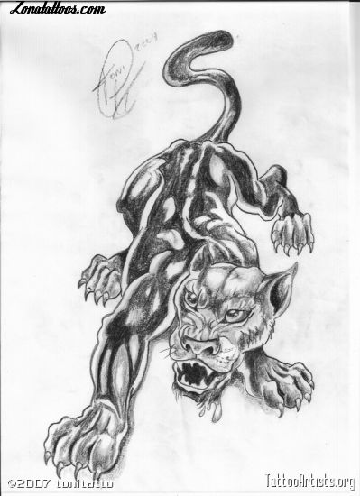 Tattoo flash photo Panthers, Animals