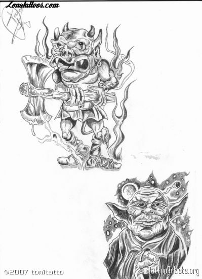 Tattoo flash photo Orcs, Aliens