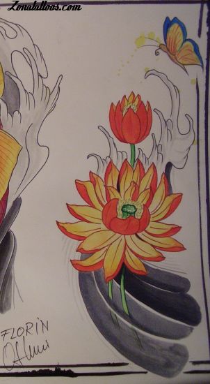 Tattoo flash photo Lotus, Flowers