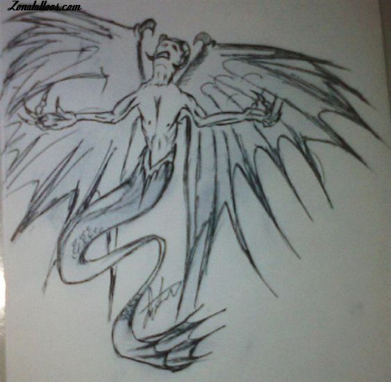 Tattoo flash photo Demons, Wings