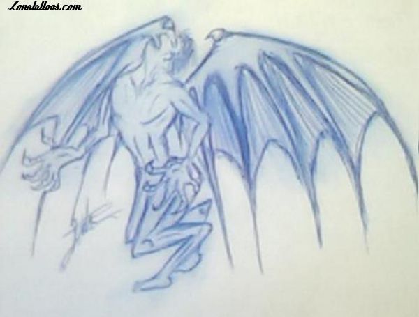 Tattoo flash photo Demons, Gothic, Wings