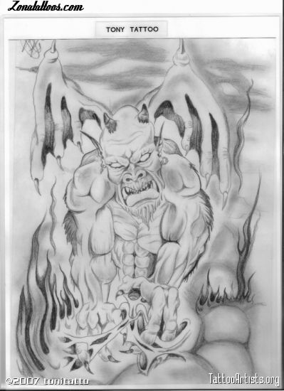 Tattoo flash photo Demons, Gothic