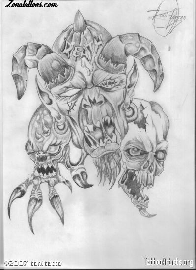 Tattoo flash photo Demons, Gothic