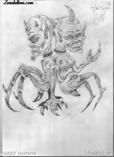 Tattoo flash photo Monsters, Demons, Gothic