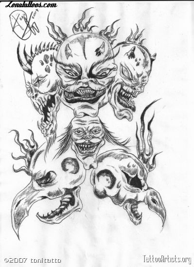 Tattoo flash photo Demons, Gothic