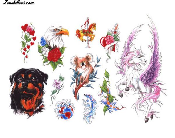 Tattoo flash photo Animals, Pegasus, Dogs