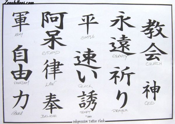 Tattoo flash photo Kanjis