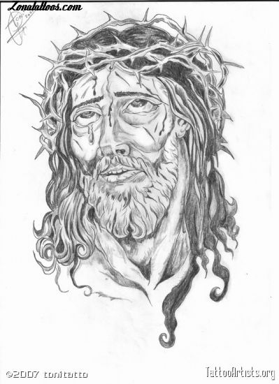 Tattoo flash photo Christ, Religious