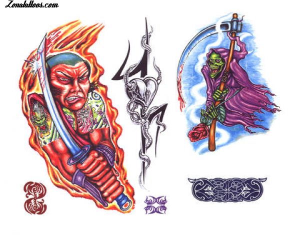 Tattoo flash photo Grim Reapers, Warriors