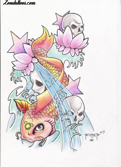 Tattoo flash photo Fish, Koi, Animals