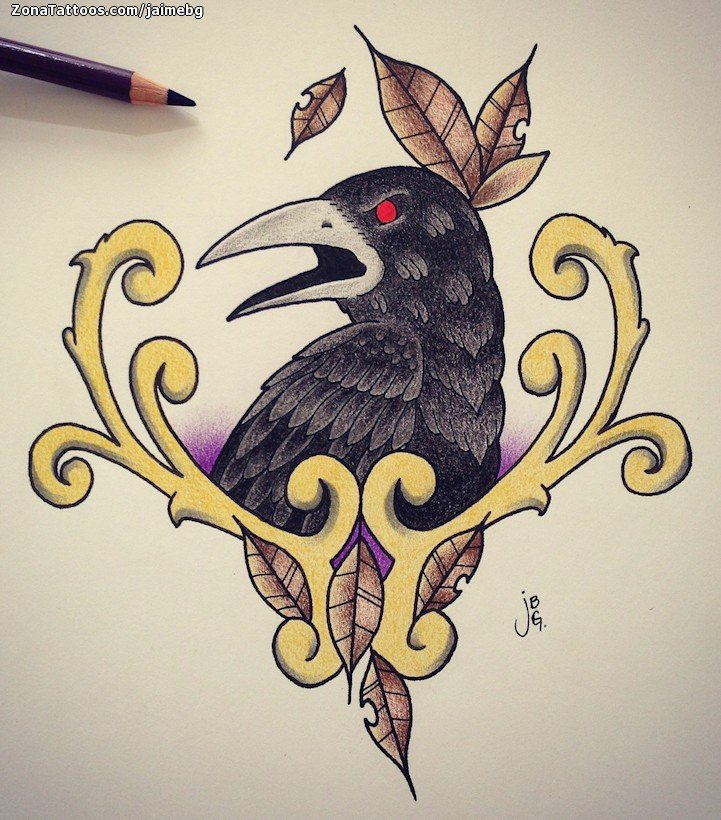 Tattoo flash photo Crows, Birds, Animals