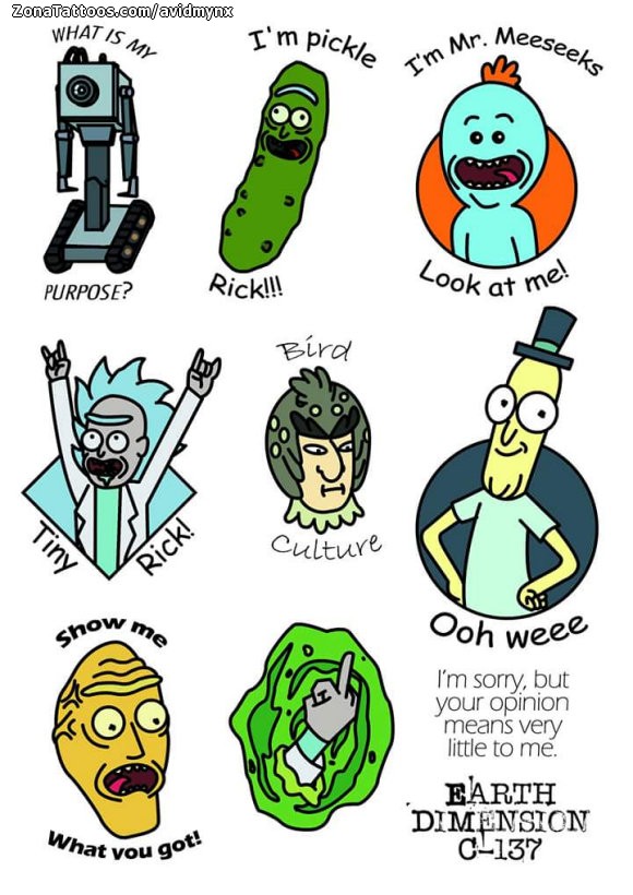 Tattoo flash photo Rick and Morty, TV Shows