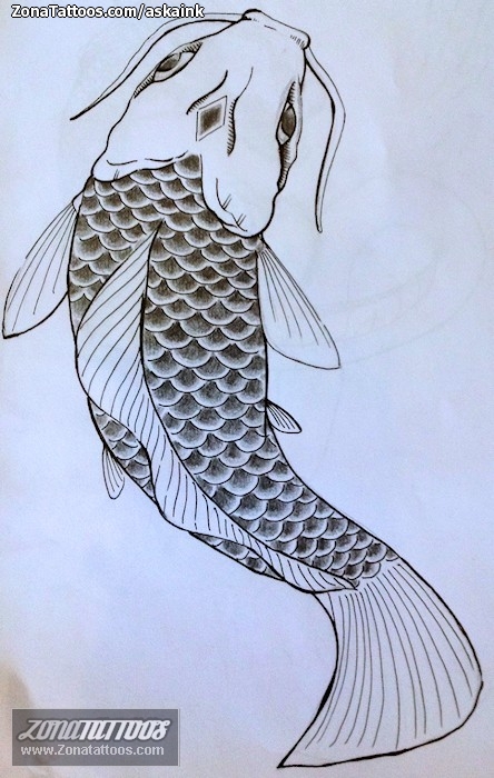 Tattoo flash photo Koi, Fish, Animals