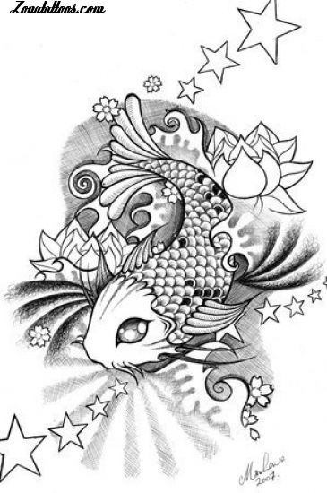 Tattoo flash photo Asian, Animals, Fish