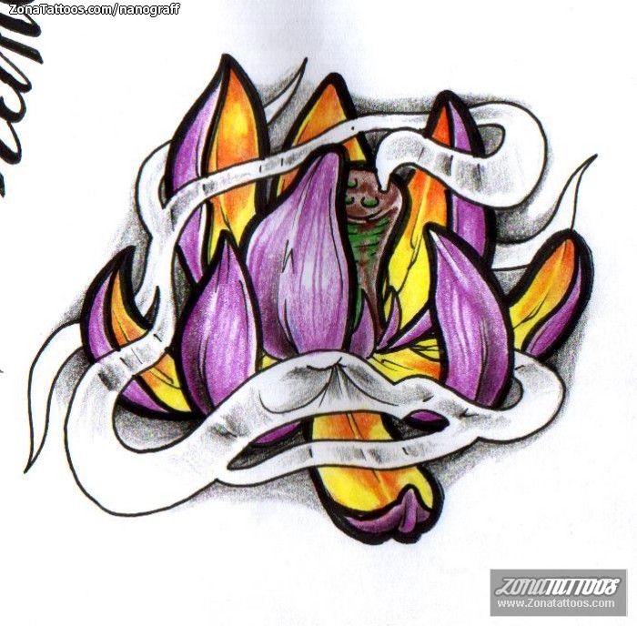Tattoo flash photo Flowers, Lotus